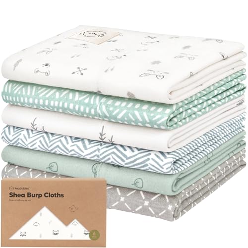 Image of Organic Burp Cloths Baby Boy, Girl - 6-Pack Large 100% Cotton Burping Cloths for Babies, Spit Up Rags, Super Absorbent, Ultra Soft Newborn Rag, Gender Neutral, Machine Washable, Durable (Nordic)