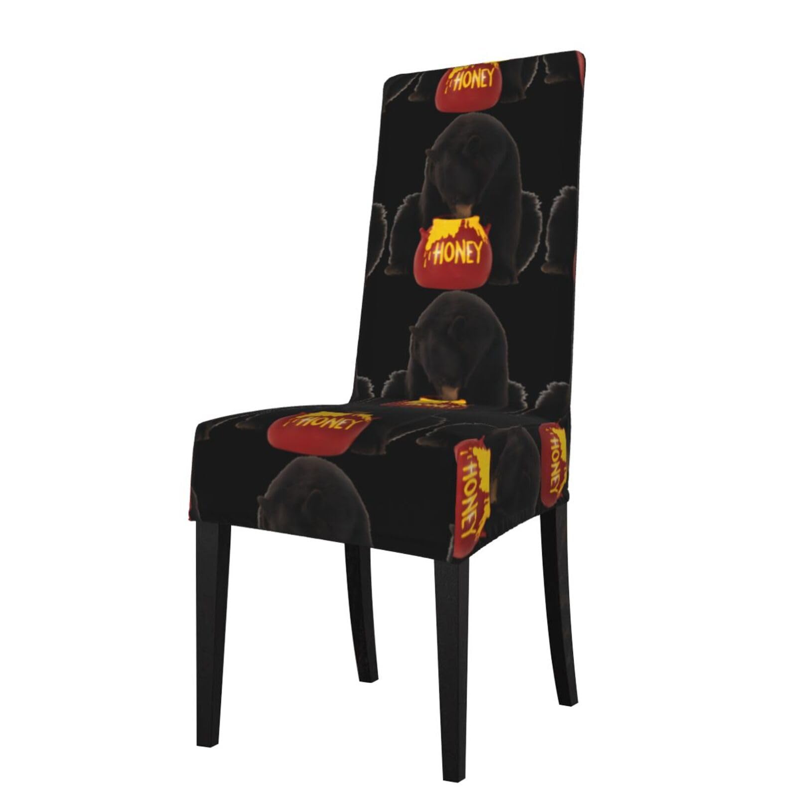 YYHHAOFA Bear Eats Honey Prints Dining Chair Throws – Stretch Slipcovers Revitalize Your Seating with Easy Style & Easy Care