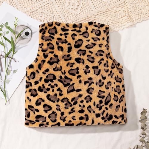 Hedmy Girls Boys Leopard Print Vest Cute Style Outwear Press Buttons Jackets for Kids4