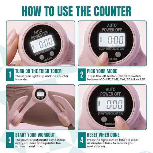 Image of Smart Thigh Master | Rotatable Pelvic Floor Exercise Devices for Women and Men with Auto-Counter Display | Inner Thigh Exerciser for Women, Kegel Trainer for Butt, Arm & Leg Workouts