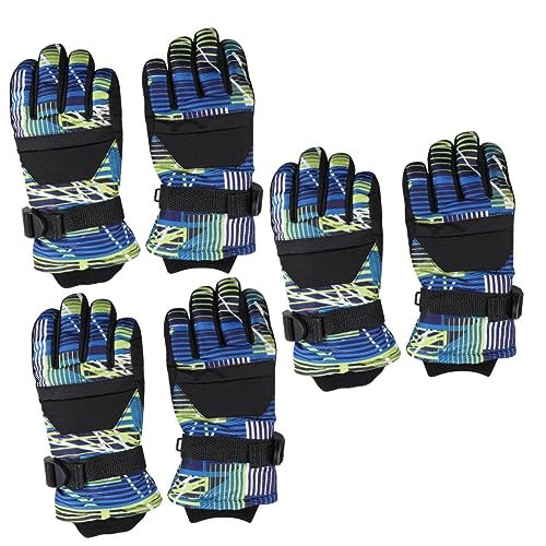 Gants de ski pour garçon et fille étanches noirs par 3 paires