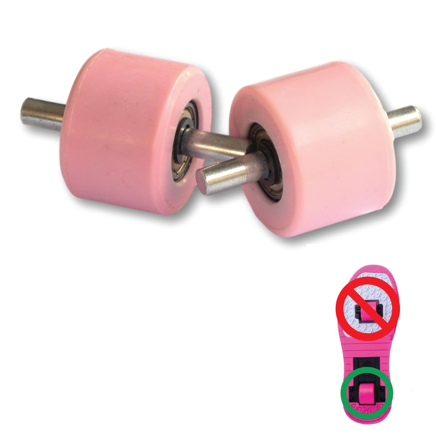 Ruote posteriori di ricambio per scarpe sportive con ruote automatiche. 2 ruote rosa pallido