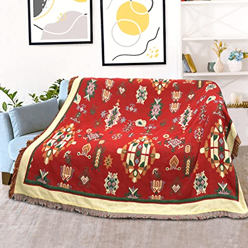 Boho Throw Blanket Western Bohemian Room Decor Soft Tribal Aztec Blanket With Tassel Decorative Blanket For Couch Bed Loveseat 51X71 Inch Southwest Outdoor Blanket For Travel Beach Camping #TOP6