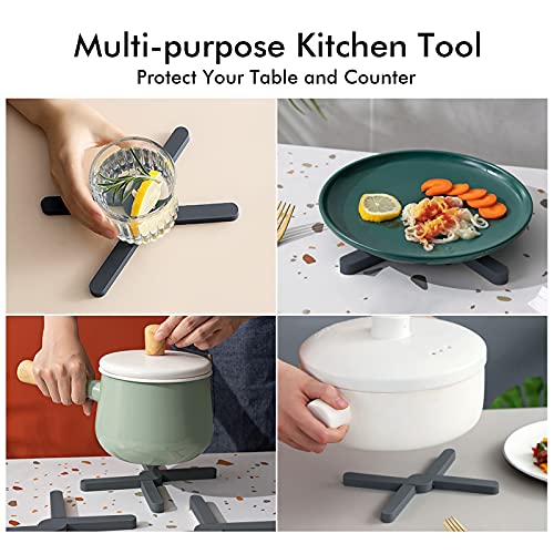 4 Pack Foldable Silicone Trivet Mats, Hot Pot Holder Hot Pads Drying Mat Heat Resistant for Table Kitchen (4 Pack Foldable X-Shaped) - Thumbnail 6
