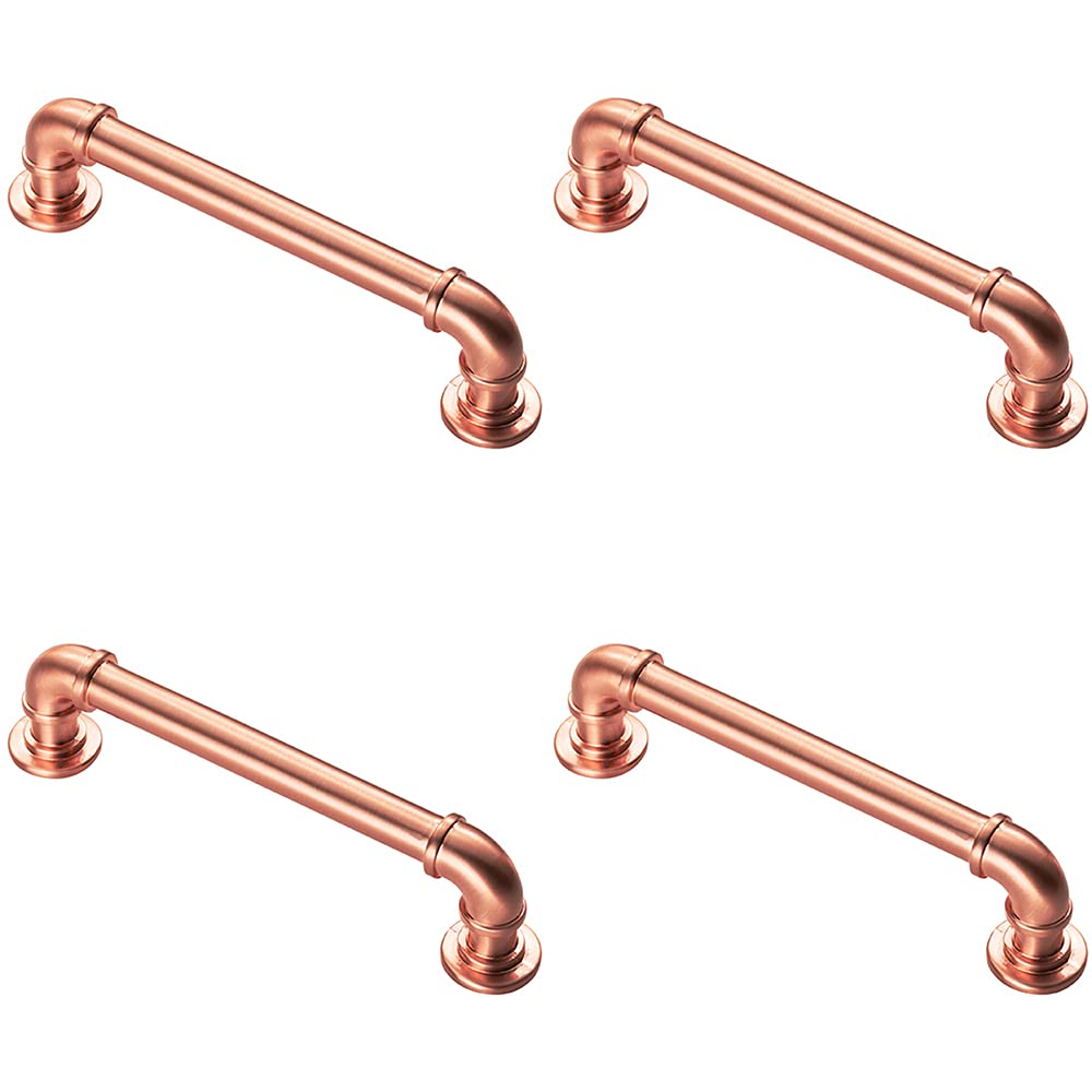 Loops 4X Pipe Design Cabinet Pull Handle 128mm Fixing Centres 12mm Dia Satin Copper