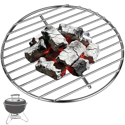 Dinlon 10.5" Charcoal Grate for Weber Charcoal Grills, Round Charcoal Grate for 14'' Weber Smokey Joe Silver&Gold Tuck-n-Carry, Heavy-Duty Steel 7439 Grill Grate for Weber Grill Parts