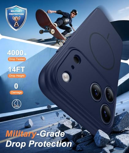 Image of FNTCASE for iPhone 17 Pro Case: [Compatible with Magsafe] Solid Matte 17 Pro Cases Blue with [Screen Protector] [Full Camera Protection] Military Grade Shockproof Protective Phone Cover, 6.3 inch