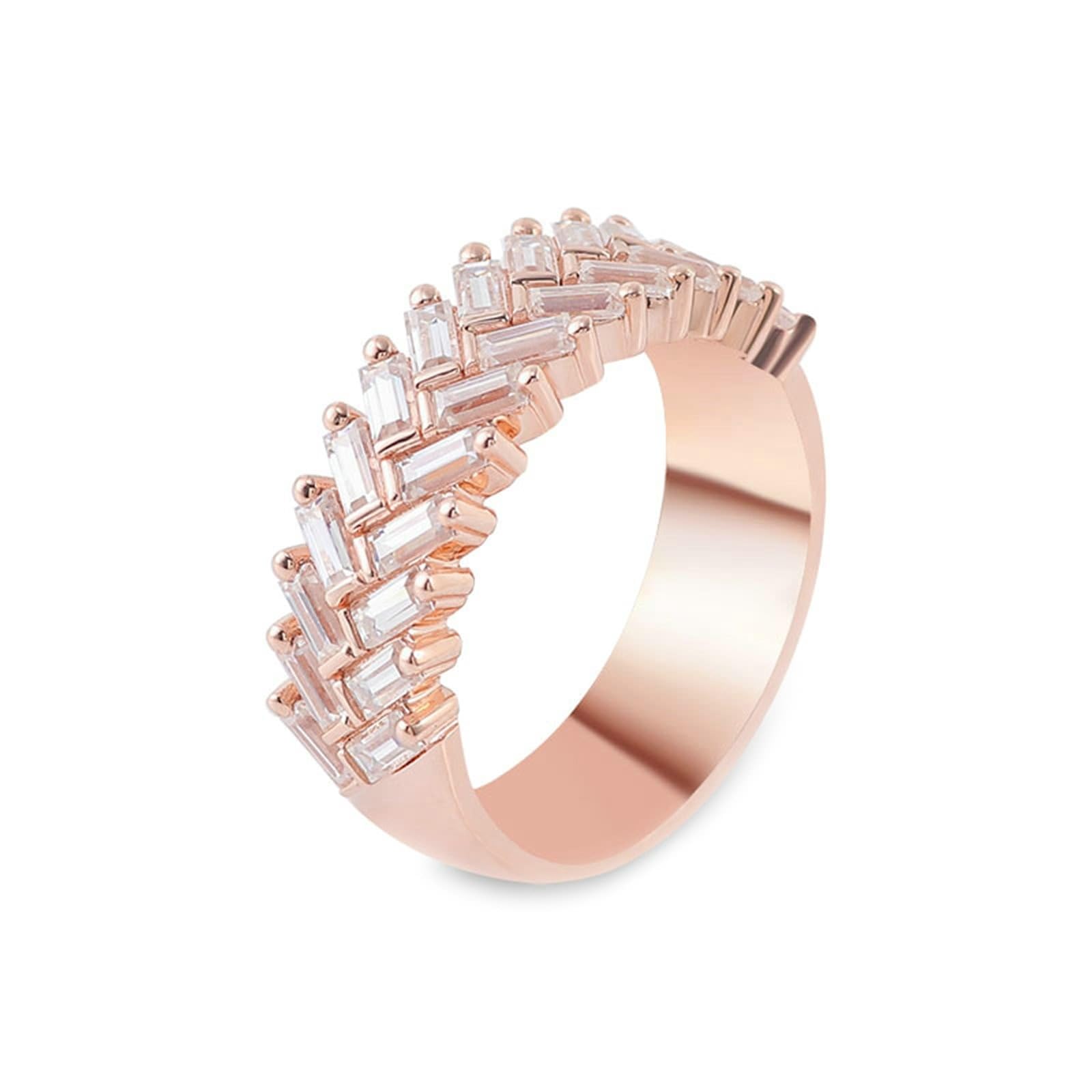 Alliance Moissanite Veritable Anillo Dee Rose 9 quilates con Moissanite de forma rectangular talla tía para hermana día de la madre joyería