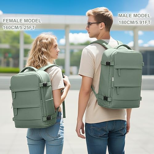 coowoz Travel Backpack For Women Men,Carry On Backpack,Hiking Backpack Waterproof Outdoor Sports Rucksack Casual Daypack Travel Essentials(Olive Green) - 2