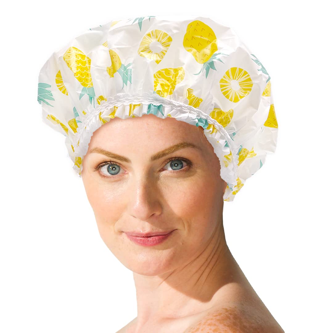 Reusable Vinyl Shower Cap & Bath Cap, Frosted PEVA Elastic Stretch Hem. MultiUse