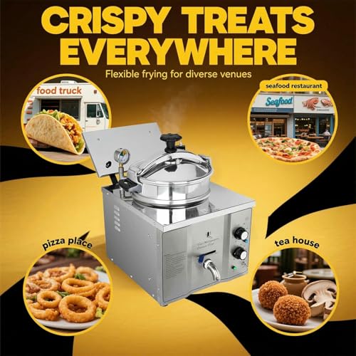 Image of Pressure Fried Chicken Machine ，Industrial deep fryer pressure cooker electric table top commercial chicken pressure fryer, Stainless Steel 3000W