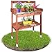 TTL Garden Pflanztisch Planter Deluxe mit 3 Schubladen + verzinkter Arbeitsplatte - Outdoor Gärtnertisch wetterfest mit Abstellboden & 6 Haken Tannenholz braun - Garten Balkon Terrasse Gewächshaus