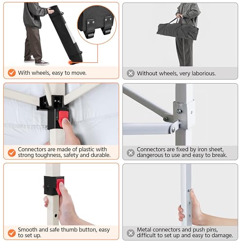 Yaheetech Pop Up Gazebo, 3x3m Garden Instant Shelter Waterproof Garden Patio Canopy with 4 Sandbags, 4 Ropes & 12 Stakes, Wheeled Bag, Metal Frame, Adjustable Height, Top Air Vent, Beige - Image 8