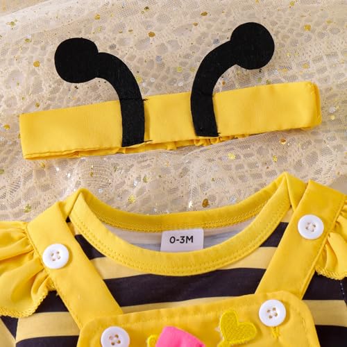 Image of Baby Girl Clothes Summer Outfit Newborn Ruffle Romper Cartoon Suspender Skirt Bow Headband Set 0-18 Months