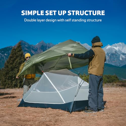 Image of Naturehike Mongar Upgraded 1 /2 /3 Person Backpacking Tent,Waterproof Lightweight Camping Tent with Footprint