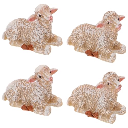 DOITOOL Figuras de Resina Miniatura de Ovejas para Decoración de Jardín 4 Piezas Pequeñas de Cordero Resistentes Intemperie Adornos Versátiles para Patio Balcón y Espacios Exteriores