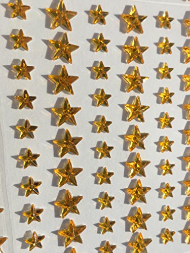 CRYSTAL KING 228 Stück glitzernde Sterne Strasssteine Sticker Gold gelb 6mm basteln Glitzersteine Schmucksteine Sticker Strass Weihnachten Steine zum Verzieren Cover
