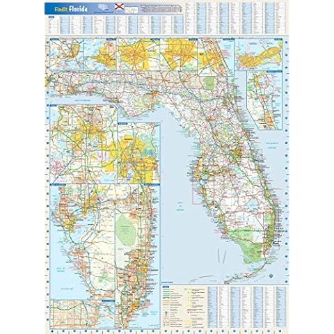 Globe Turner Florida State Wall Map - 22" x 30" Rolled Canvas Cover