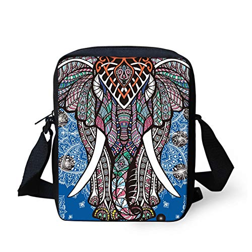 JEOCODY Tribal Ethnic Elephant Cross Body Bags for Women Girls Sling Satchel Crossbody Messenger Bag