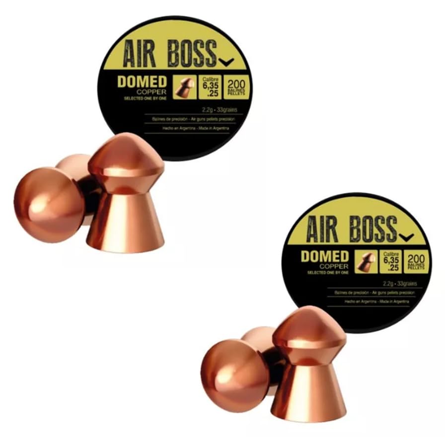 ECOMMUR Pack de balines/perdigones Apolo Air Boss Domed Copper (6,35mm) | 200 uds por Caja. 2,2g por balín. Pack de 2 Cajas