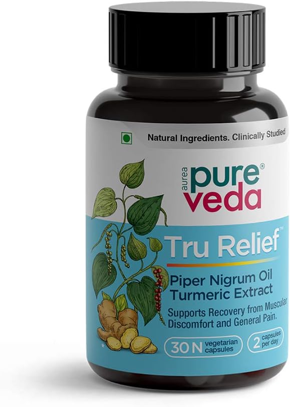 - Pureveda Tru Relief - All-Natural Joint Pain Relief Supplement - Pain Relief with No Side Effects & Muscle Recovery - 30 Veg capsules