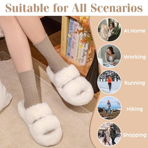 Image of 5 Pairs Wool Socks for Women, Winter Warm Cute Cat Crew Socks
