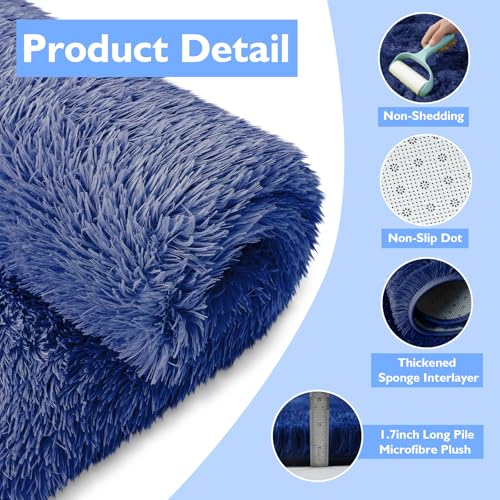 Shag Area Rug for Bedroom 4x6,Blue Fluffy Area Rugs for Living Room,Soft Fuzzy Rug Non-Shedding Indoor Plush Carpet for Kids Bedroom Nursery Dorm Home Decor
