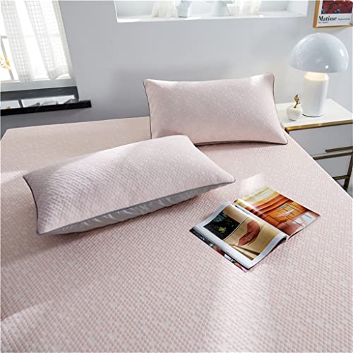 Summer Ice Silk Mat Capa de Cama de Três Peças Cor Sólida Ar Condicionado Colchão Macio (Cor: Rosa,
