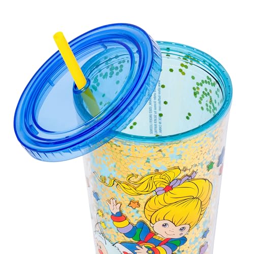 Image of Silver Buffalo Rainbow Brite Sparkle Twink, Plastic Cold Cup, 32oz | Confetti, Includes Lid and Straw, 0.95 Liters