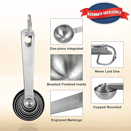 Measuring Spoons Set (Set of 11) Stainless Steel Measuring Spoons for Dry and Liquid Ingredients, Cooking and Baking