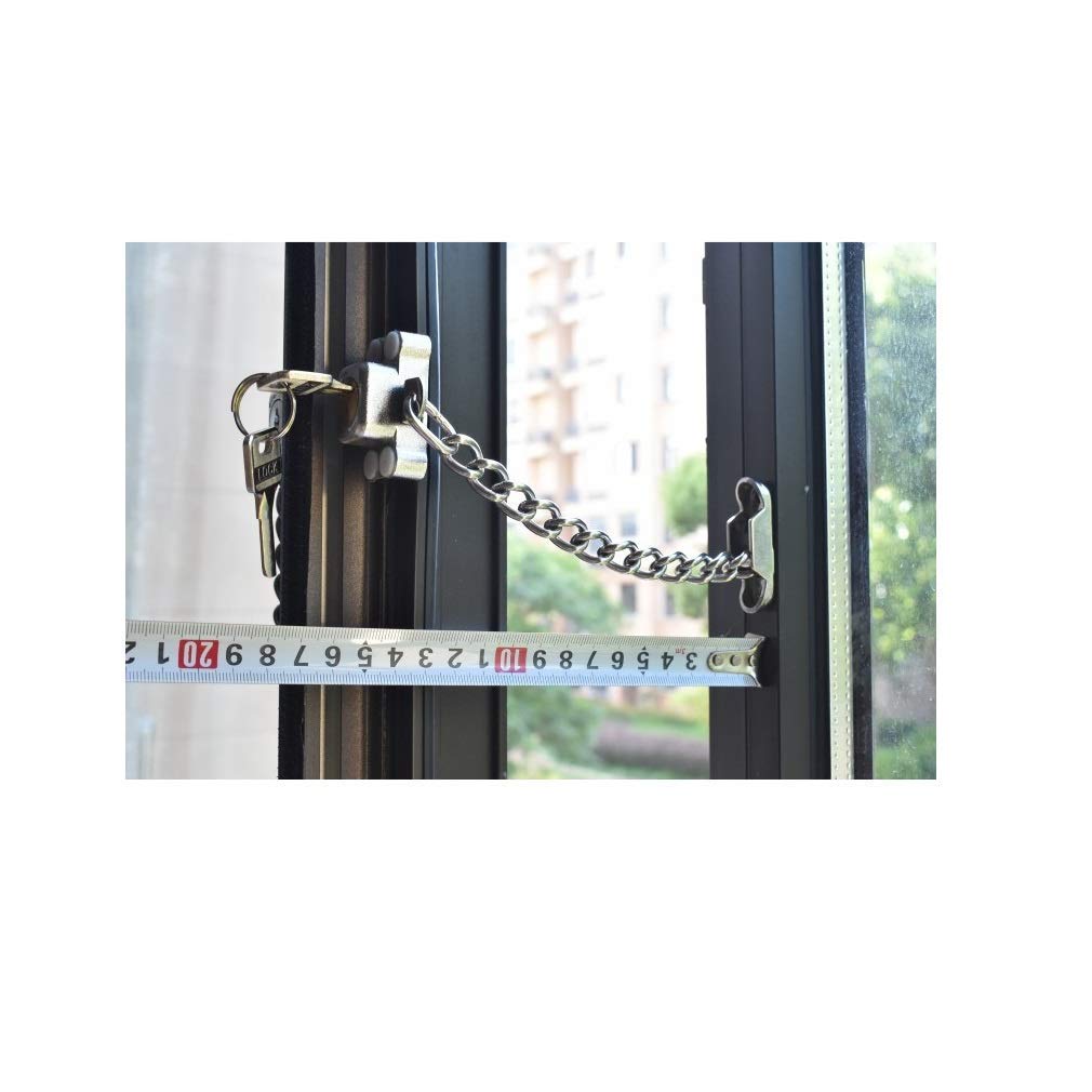 Caso 10, cerradura de seguridad | Seguridad para Niños Ventana de bloqueo, restricción ajustable para el marco Windows/Puerta, Secundario Banda de bloqueo,|Plata|Escribe un