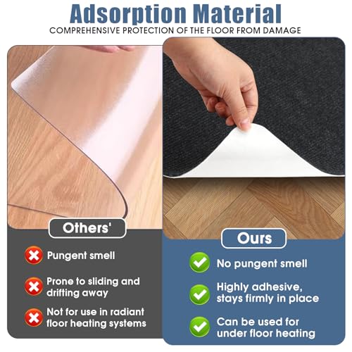 Tapis de chaise de bureau 140x90 cm pour parquet et sol dur en polyester antidérapant - 5
