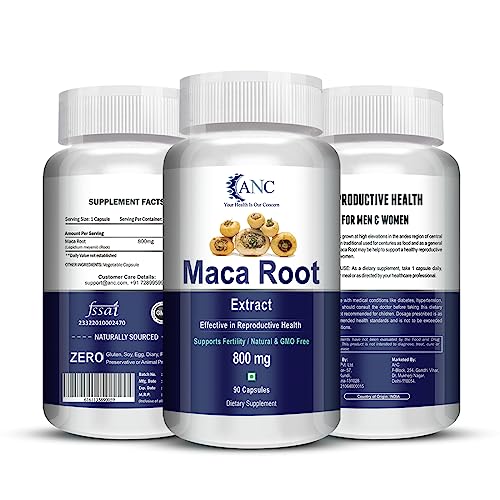 ANC Maca Root Extract 800mg For Reproductive Growth Improves Energy And Stamina Good For Men And Women 90 Capsules Pack of 2 ANC Maca Root Extract 800mg For Reproductive Growth Improves Energy And Stamina Good For Men And Women 90 Capsules Pack of 2