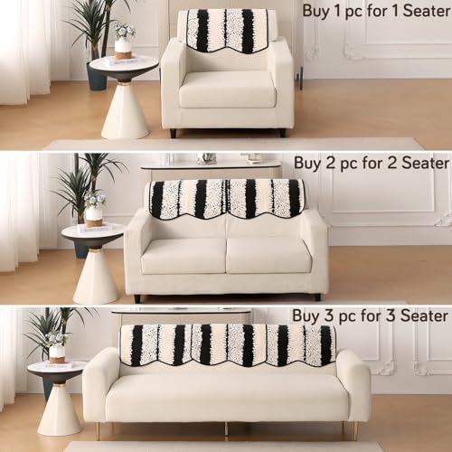 Image of HOKIPO Luxury Wavy Sofa Backrest Cover Mat 55x80 cm | Pack of 1 Anti Slip Backrest Mat, Black (AR-6218-BLK)