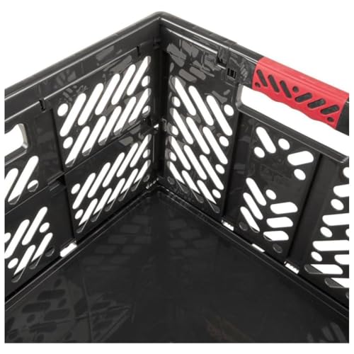 SomosTrade Klappbox 45L | Graphit - Rot | 54 x 28 x 37cm | mit Soft Touch Griffen | stabile Klappbox | Perfekte Aufbewahrung | (2 Klappbox - Graphit Rot)