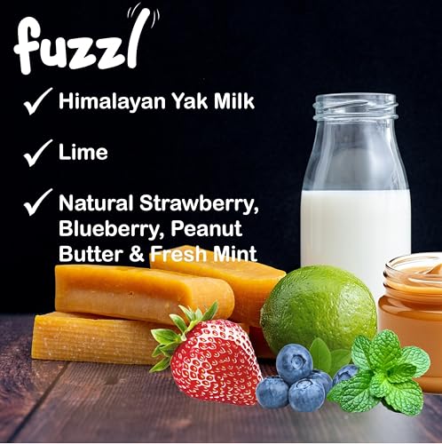 Image of Fuzzl Yak Cheese Himalayan Dog Chews in Box Medium Blueberry, Strawberry, Mint, Peanut Butter Yak Chews