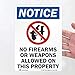 SmartSign-U1-1015-RD Notice - No Firearms Or Weapons Allowed On Property Label By | 5