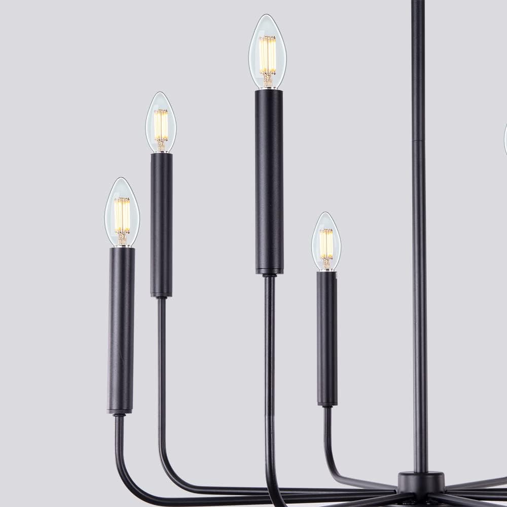 Exсluѕіvе Dіѕсоunt 90% Prісе Wellmet Matte Black Farmhouse Chandeliers Light, 8-Light Classic Candle Ceiling Hanging Light Fixture Rustic Pendant Lighting for Kitchen Island, Dining Room, Living Room, 26D