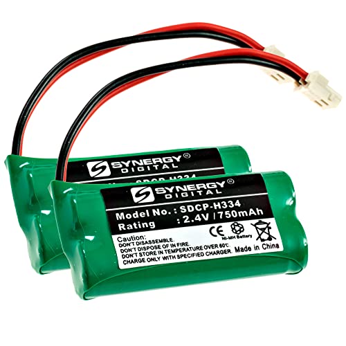Synergy Digital Cordless Phone Batteries, Compatible with Vtech CS6919 Cordless Phone, (Ni-MH, 2.4V, 750 mAh), Replacement for AT&T BT166342 Battery, Pack Includes: 2 x SDCP-H334 Batteries
