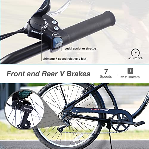 Legendstone Adult Beach Cruiser Bike,7 Speed Bicycles, Multiple Colors,26" Inch Wheels,Front And Rear Fenders,For Men,Women-Black #TOP5