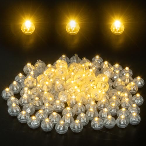 DODUOS 120 Piezas Luces LED para Globos, Mini Luces de Globo LED, Redonda Globo Luces de Farolillos de Papel, Globos Luces Blanco Cálido para Boda Cumpleaños Fiesta Exterior y Interior
