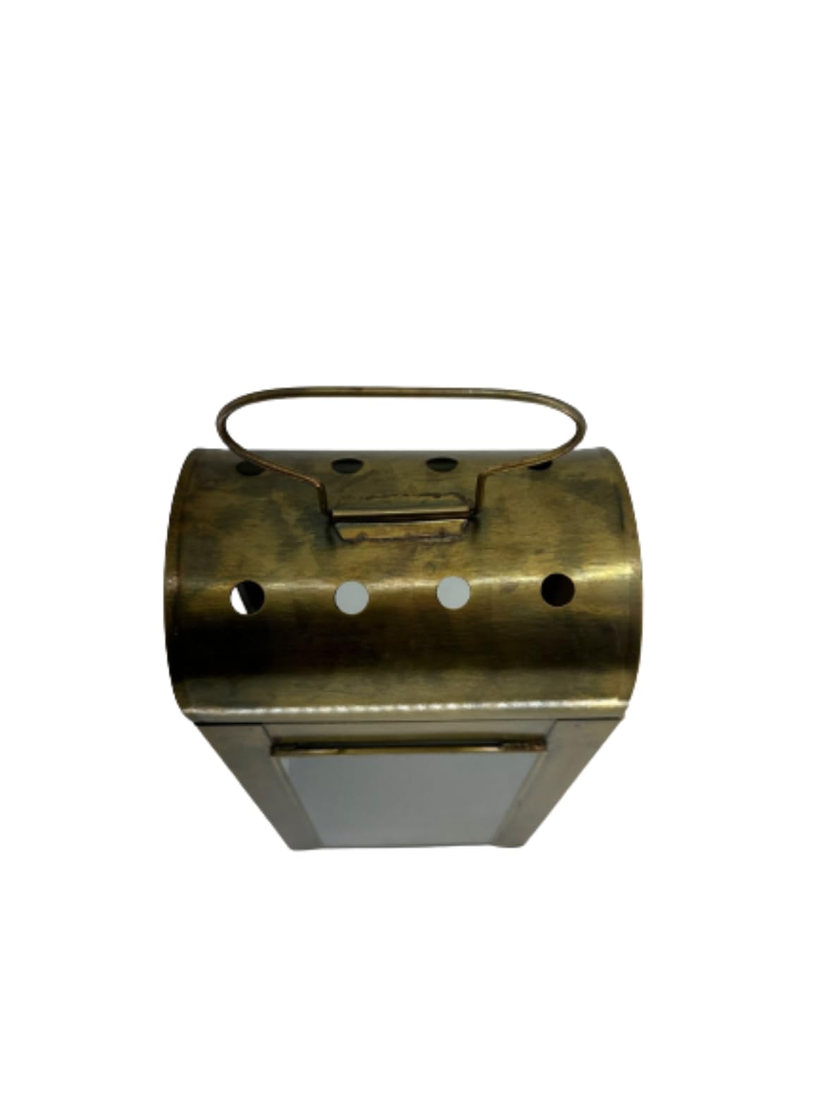 Farol de metal latonado de estilo vintage artesanal, fabricado en Italia