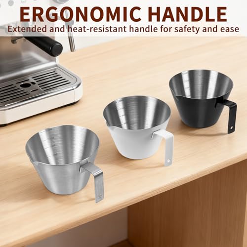 Vaso medidor espresso acero inox 100 ml con mango miniatura 5