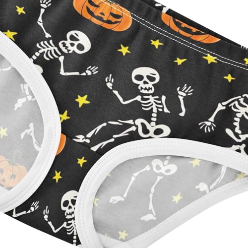Artistic Toddler Underwear Custom 2t Cotton Panties Little Girl Halloween Funny Skeletons Black Briefs Kids Undies4