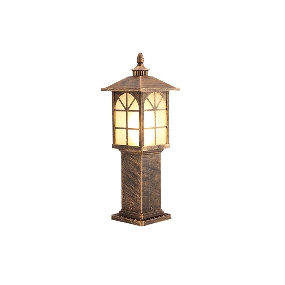 GTHTUHFD Lamp Post Lights, Outdoor Lawn Ip55 Waterproof Aluminum Street Pillar Column Light Exterior Courtyard Villa Garden Aisle Decoration Glass Bollard Lantern E27 Stadium,Bronz_60cm