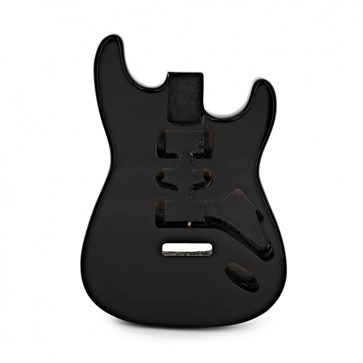 Corpo della chitarra elettrica nera stile ST per progetti e riparazioni fai da te