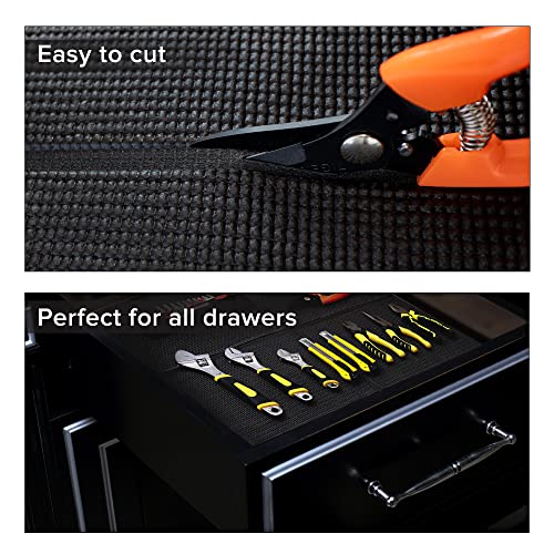 Pabusior Tool Box Drawer Liner Foam - Tool Box Liner 24 In Wide X 68 In, Thickness(1/5Inch) Tool Cart Mat, Non-Slip Strong Grip Easy To Cut Cabinet Shelf Liner For Workbenches, Shelves (Black) #TOP1