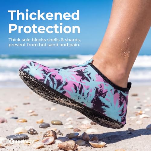 Image of SEEKWAY Water Shoes Quick-Dry Aqua Socks Barefoot Slip-on for Beach Pool Swim River Yoga Lake Surf Women Men Black SK001