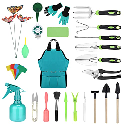 UBaymax Juego de Herramientas de Jardín,Juego de Herramientas Suculentas Incluidas,Herramientas de Jardinería de Aluminio con Bolsa para Herramientas de Jardín,Rodillas,Guantes,Pulverizador Cover