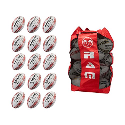 Top Rugby Lot de 15 ballons d'entraînement de rugby avec grand sac de rangement respirant